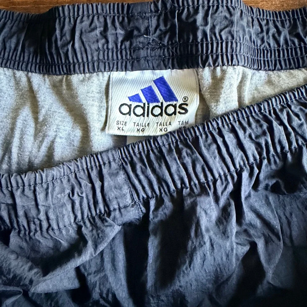 Vintage Adidas Mens Black White Stripe Windbreaker Tracksuit Set XL Broken Zip